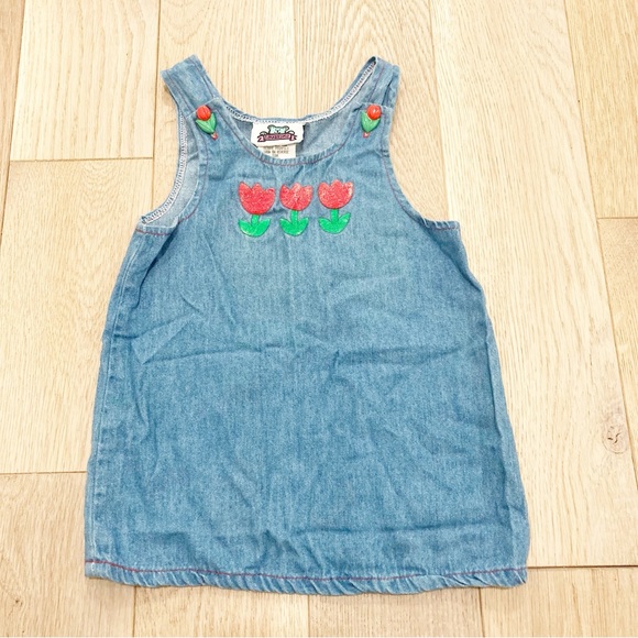 Vintage Blue Chambray Sundress Sleeveless Scoop Neck Casual - Picture 1 of 4